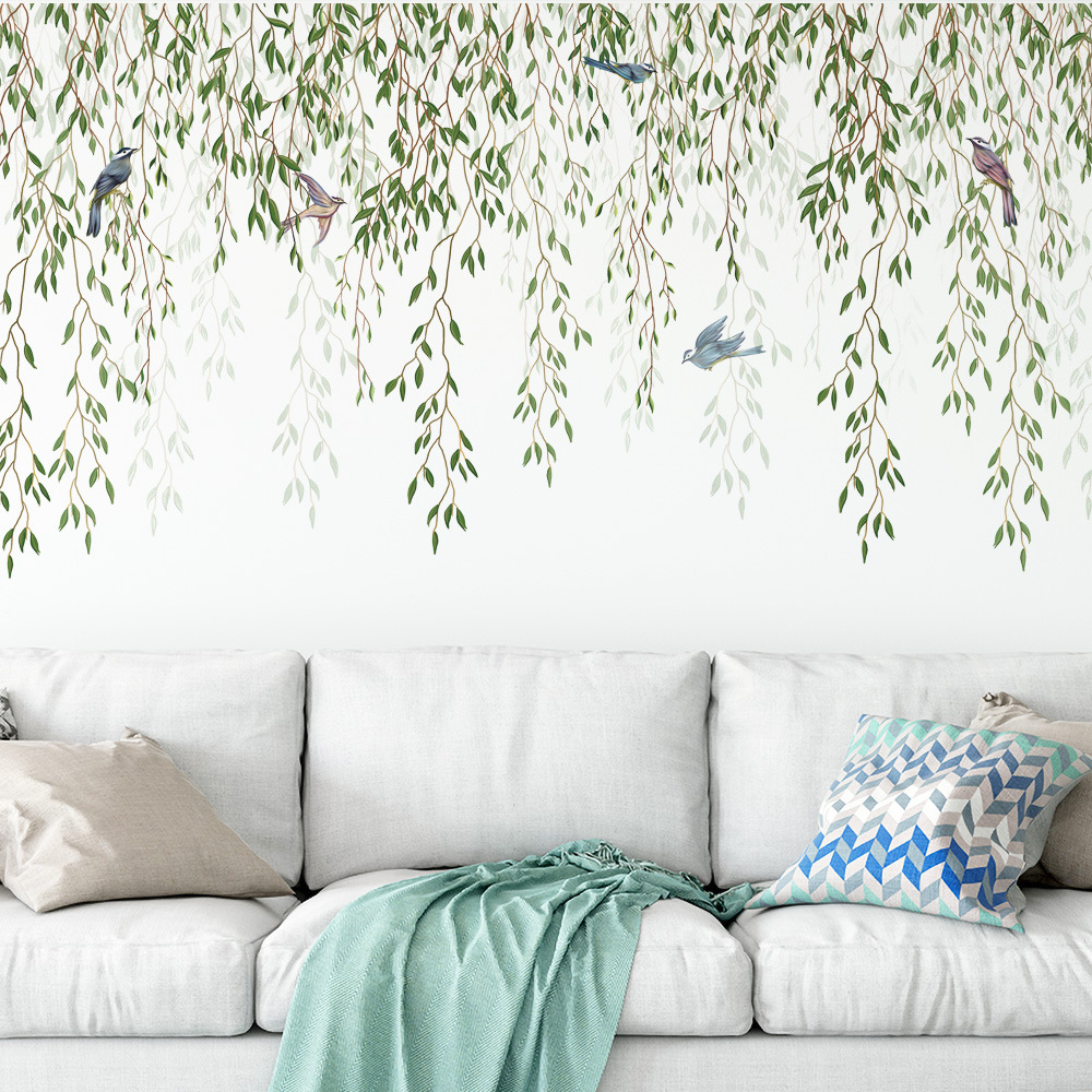 M169 Green Leaf Bird Plant  Wa - Pvc Panel Background ulasan dan harga
