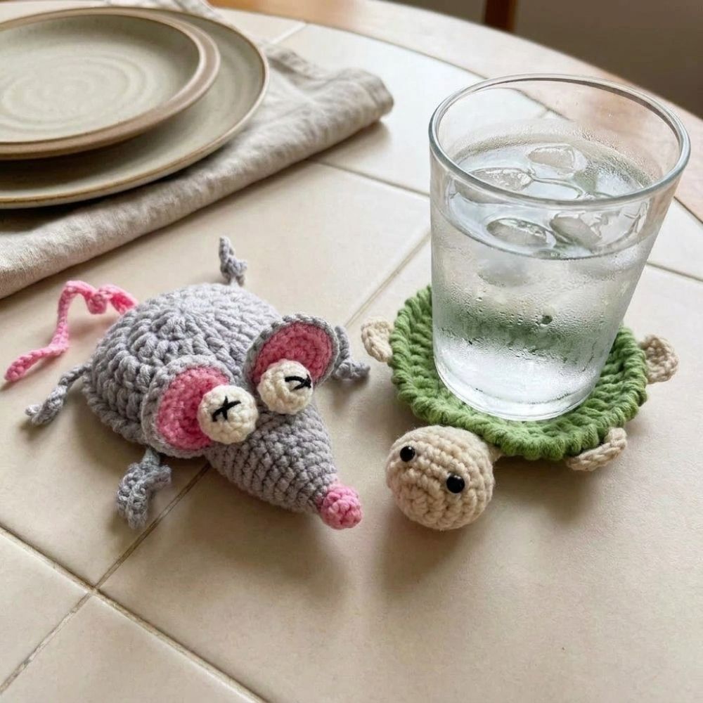 Funny Crochet Turtle Coaster H - Water Dish Reptile ulasan dan harga